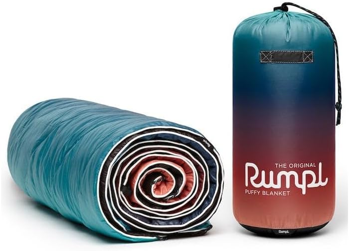 Rumpl Original Puffy Blanket - Warm Puffy Camping Blanket, 100% Recycled Polyester Insulation, Lightweight, Packable, Water-Resistant, Outdoor Puffer Blanket, 52"x75", Arizona Fade