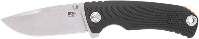 SOG Tellus ATK Outdoor Assisted Opening Frame Lock Folding Knives | Ambidextrous GRN Handle | CRYO 440C Stainless Steel Blade | Adjustable Belt Clip