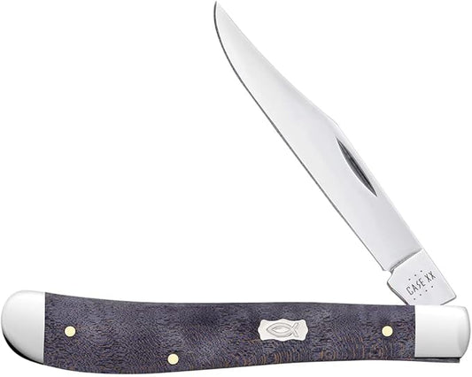 Case XX WR POCKET KNIFE SLIMLINE TRAPPER - SMOOTH PURPLE CURLY MAPLE, ITEM 80546, LENGTH CLOSED 4 1/8 INCH (71048 SS)