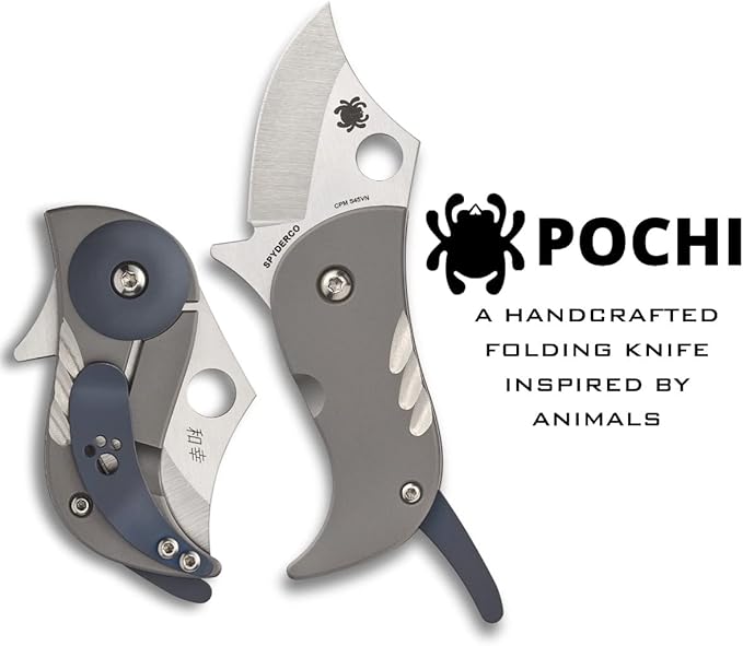 Spyderco Pochi Knife with Stainless Steel Blade with Titanium Handle - PlainEdge - C256TIP