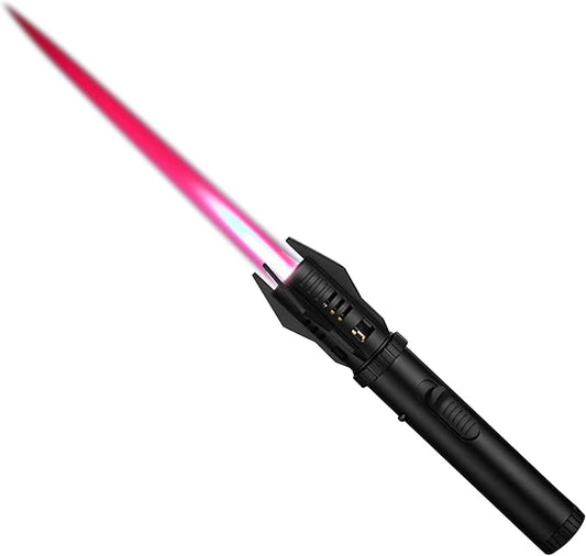 Large Butane Torch Lighter, Windproof Jet Flame Lighters, Flame Adjustable & Refillable, Cool Lighter with Flame Switch Lock.(Butane Not Include) (Black)
