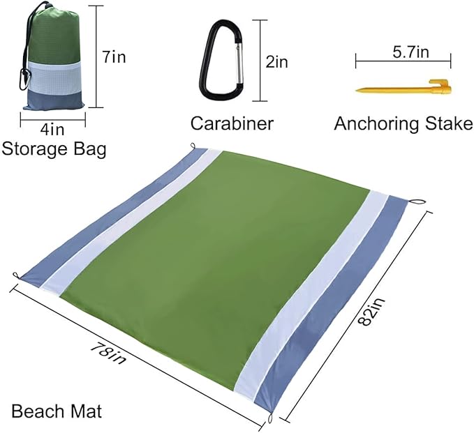 Beach Blanket Large Size 82"x78" Sand Free Waterproof Quick Drying Outdoor Camping for 3-6 Adults,Soft Comfortable Durable for Camping Beach Park Travel Family