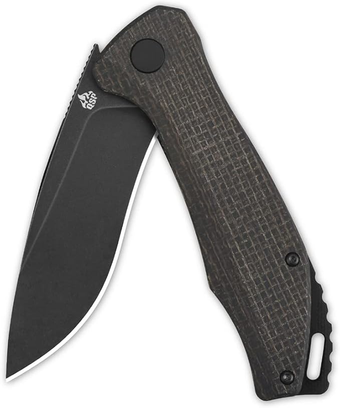 QSP KNINFE Raven 4.5" Flipper Folding Pocket Knife, D2 Blade G10 or Micarta Handle, Smooth Flipper Opening Knife