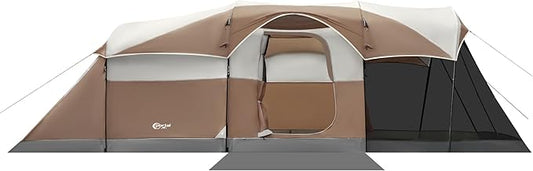 PORTAL 6/8/10 Person Family Camping Tent with Screen Room, Water Resistant Big Tunnel Tent with Rainfly, Large Family Tent for Outdoor Camping, Party