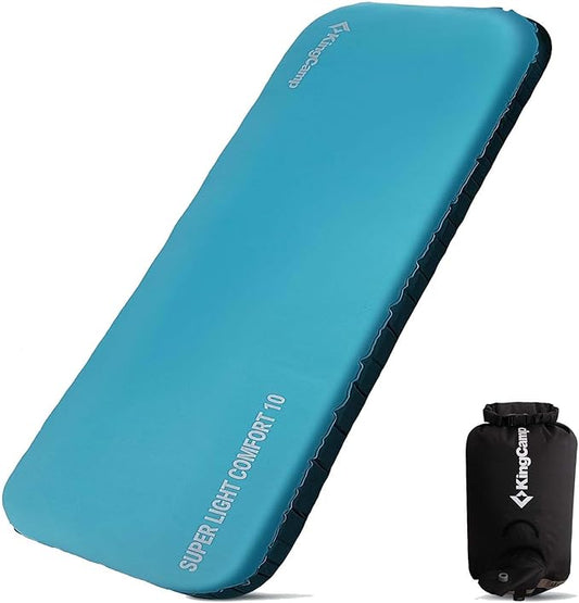 KingCamp Ultrathick Self-Inflating Camping Mat - 4" Memory Foam Sleeping Pad for Backpacking, Traveling, Hiking, Car Camping - Lightweight 4-Season Camping Mattress
