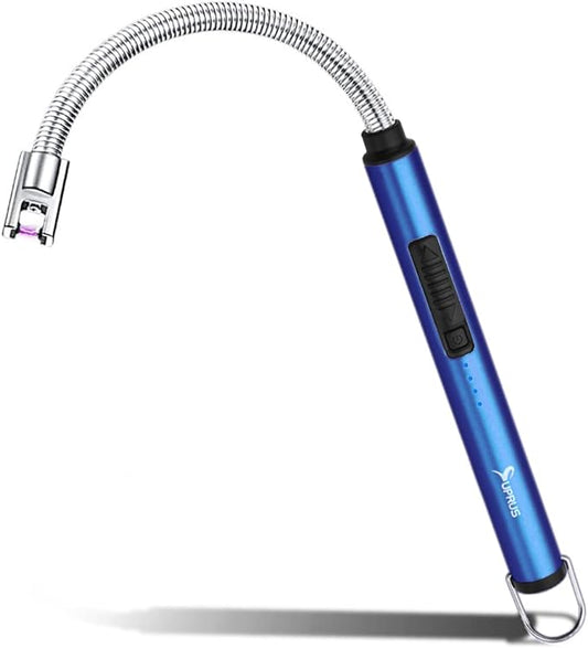 Candle Lighter SUPRUS Rechargeable Electric Arc Lighter Triple Safety Long Lighter Stainless Steel Shell & Hanging Hook with 360°Flexible Neck