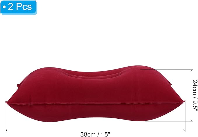 PATIKIL Inflatable Pillow, 2 Pack Squared Ultralight Camping Travel Pillow Desk Rest Neck Support for Hiking Backpacking Office, Red