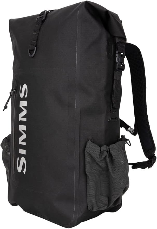Simms Dry Creek Roll Top Backpack, Waterproof Bag, Black