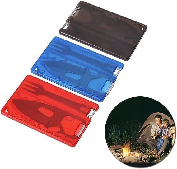 Black Outdoor Survival Bottle Opener Card Multi Tool Outdoor Barbecue Knife Camping Tool Hiking LED Light Magnifier EDC Tool Gear Multitools Hand Tools Accessories