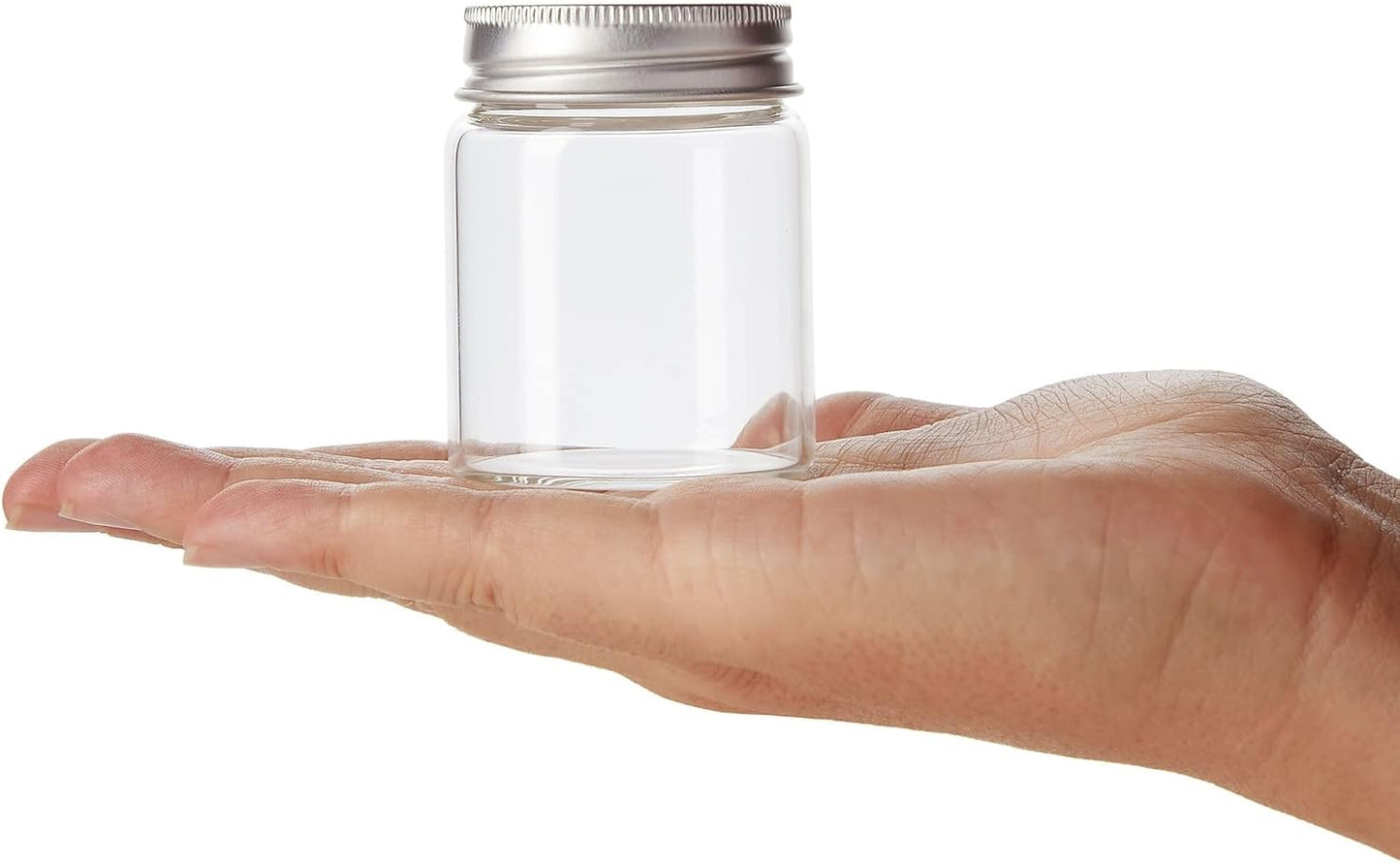 Juvale Mini Glass Spice Jars with Lids - 1.7 oz, Clear Art Deco, 5-Pack - Glass Craft Jars with Lids for Spices, Jams & Crafts