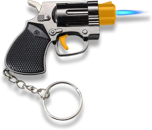 Torch Lighter,Cool Lighers,Metal Keychain Jet Flame Adjustable Lighter,Cool Blue Flame Party Candle Kitchen BBQ Fire Camping Gifts for Men (No Gas) (Black)