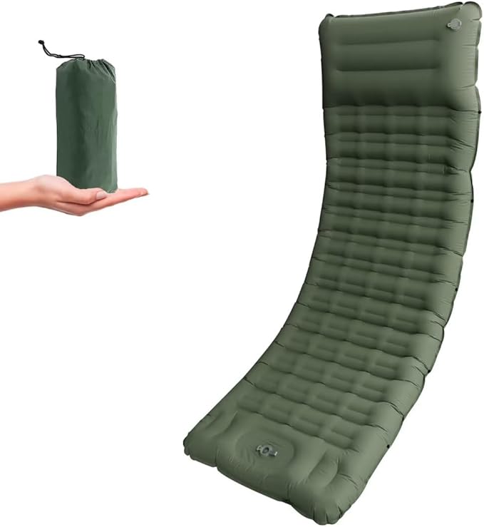 Camping Sleeping Pad, 4.7 Inch Inflatable Green Sleeping Pad Outdoor with Carry Bag for RV Camper