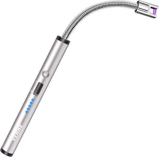 VEHHE USB Lighter, Rechargeable Arc Candle Lighter with LED Battery Display Flexible Neck Lighters Long for Grill Candles Gas Stoves Camping Barbecue