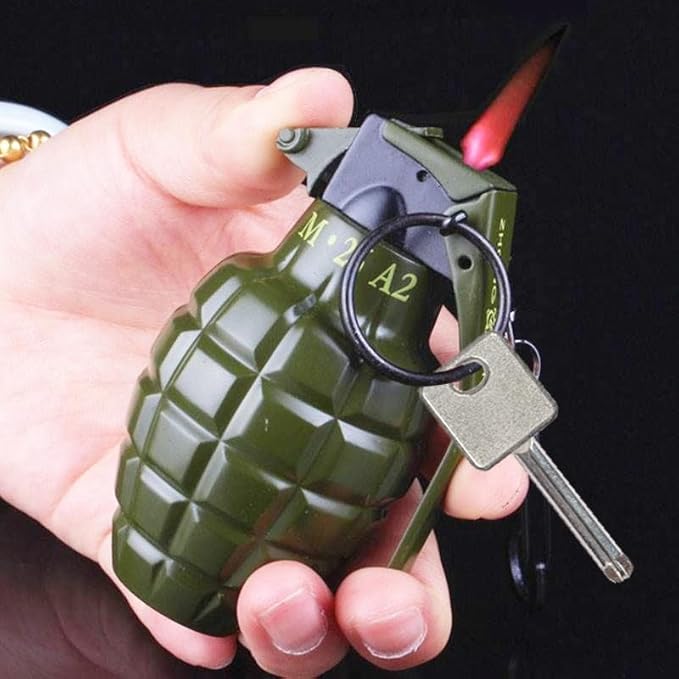 Green Cool Lighter,Refillable Butane Jet Torch Flame Windproof Lighters,Adjustable,Camping BBQ Kitchen Outdoors (W1)