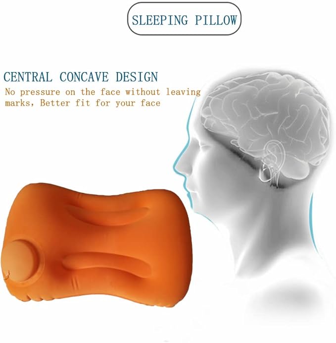 Compression Inflatable Camping Pillow, 2 Pack Camping Inflatable Pillow, Camping Pillow for Sleeping (Orange)