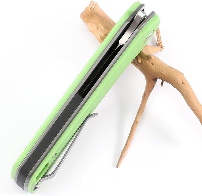 Knife Folding Pocket Knife 3.5 "Stone Wash 14C28N Blade (green)