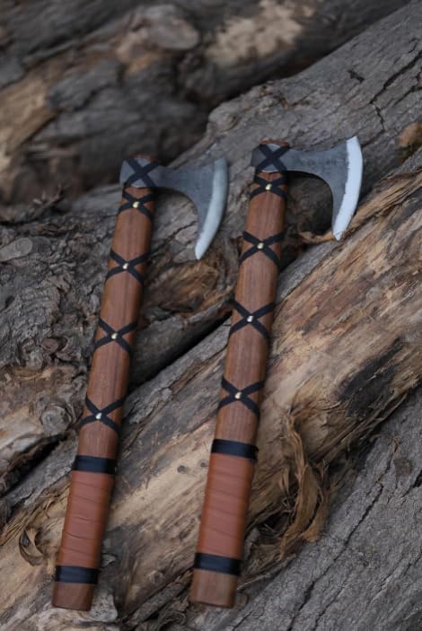 Viking Axe, Throwing Axes,Hatchets and Axes, Viking Battle Axe, Wood Working Tools, Viking Gifts for Men,Gifts for him, Tomahawk ax Head, Bearded Axe, Craft Weapons Brown Ragnor Leather