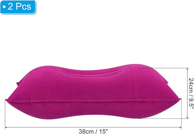 PATIKIL Inflatable Pillow, 2 Pack Squared Ultralight Camping Travel Pillow Desk Rest Neck Support for Hiking Backpacking Office, Pink