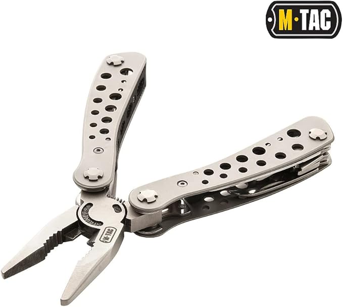M-Tac Type 1 Multitool Screwdriver with 9 bits - 11-in-1 Stainless Steel Utility Tools with Knife Saw Pliers - EDC Outdoor Multi Tool in Nylon Case (Gray)