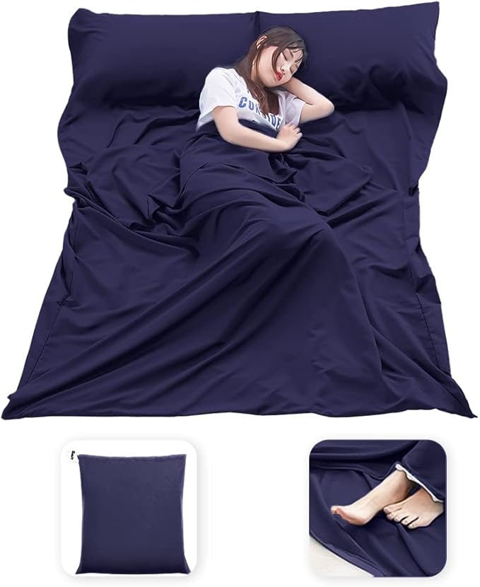 Sleeping Bag Liner Lightweight Compact Sleeping Bag Sack Portable Clean Travel Sheet Camping Sleep Sheet for Backpacking Hotel Hiking