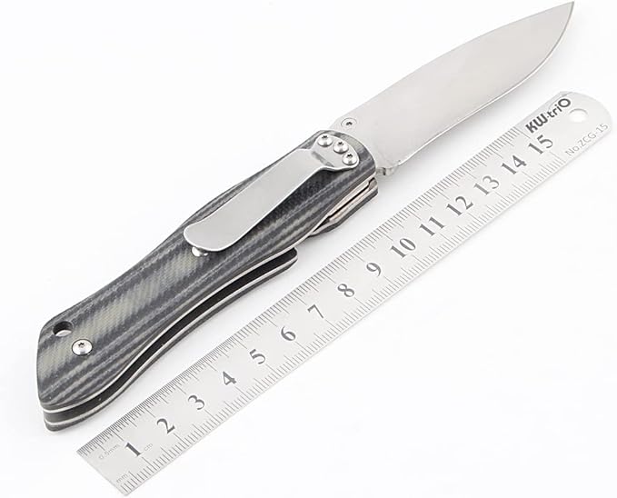 Sanrenmu 9051 Folding Knife 8Cr14Mov Blade G10 Handle None Lock with Clip Pocket Knife