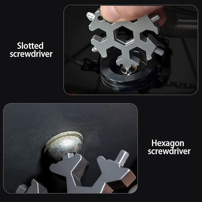 Snowflake Multi Wrench Tool，18-in-1 Keychain Multitool Pocket Tool Is Easy To Carry for Outdoor Camping And Christmas Snowflake (Purple)