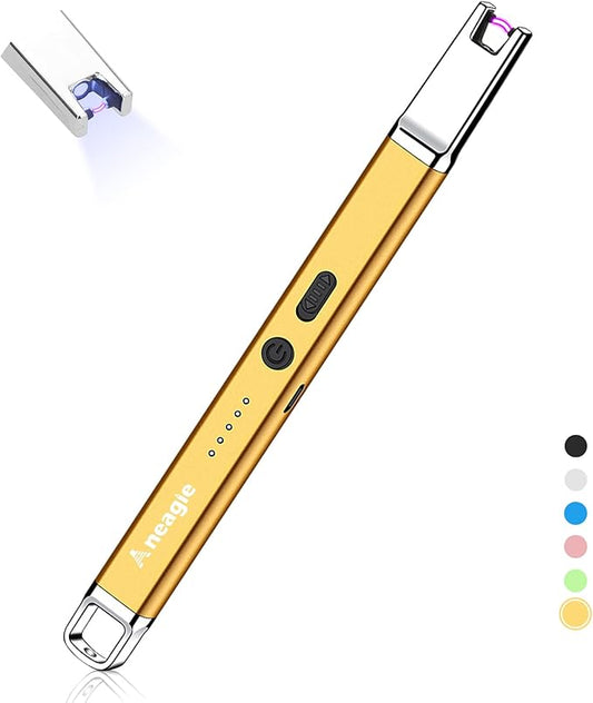 Lighter Electric Candle Lighter Upgraded Rechargeable Candle Lighter with LED Flashlight Windproof Flameless and Hanging Hook LED Battery Display Arc Candle Lighter for Candle Grill Camping