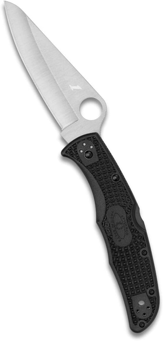Spyderco Pacific Salt 2 Lightweight Knife with 3.78" Corrosion Resistant H-1 Steel Blade and Black Non-Slip FRN Handle