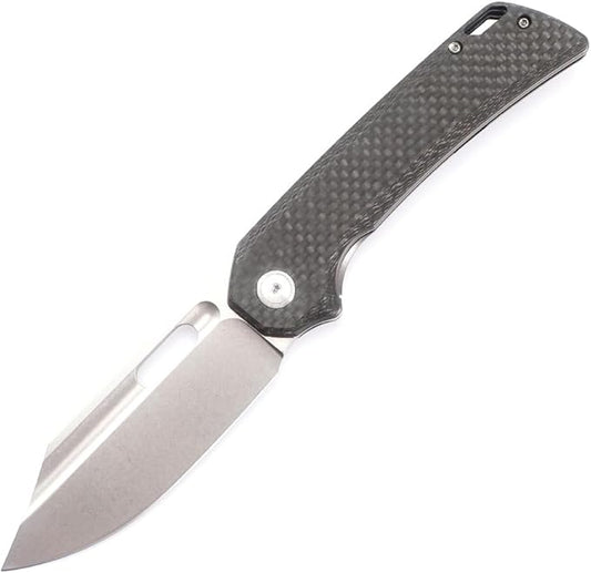 Knife Folding Pocket Knife 3.5 "Stone Wash 14C28N Blade (Fiber stalk)