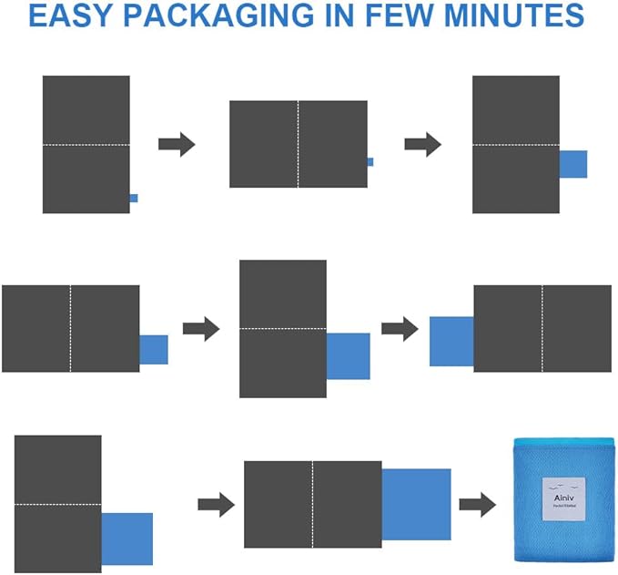 Ainiv Picnic Blanket, Mini Pocket Beach Mat 43.3 x 55.1IN (2-3 People) Foldable, Lightweight Waterproof Sand Free, Foldable Thin Ground Sheet for Outdoor Camping Hiking Travel - with Hand Strap