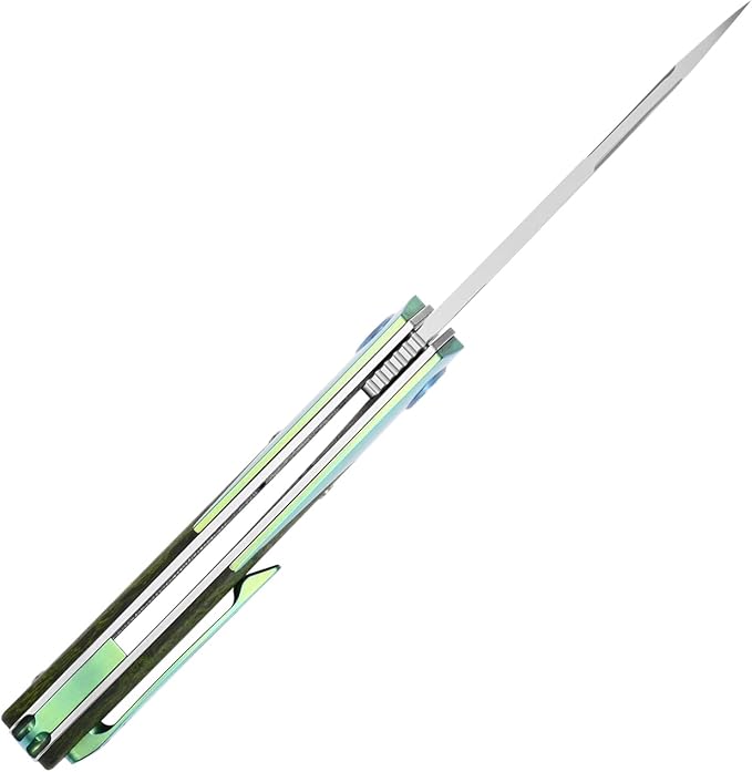 Sitivien ST992 Folding Pocket Knife,Handmade M390 Pearlescent Brushed Steel Blade,Titanium Carbon Fiber Handle EDC Tool Knife for Outdoor Camping,Hiking,Survival,Hunting(Green) … … …