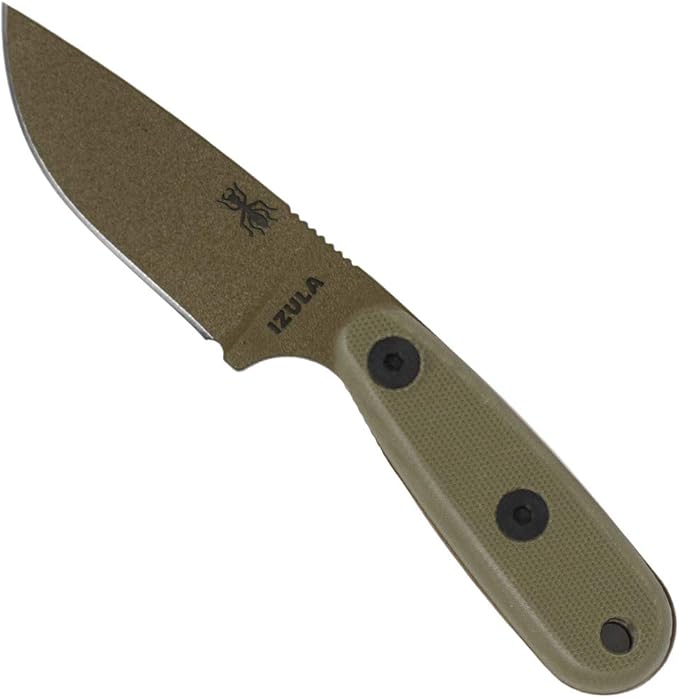 ESEE Knives Izula-DE w/Handle, Molded Polymer Sheath, and Clip Plate (Olive Drab G10)