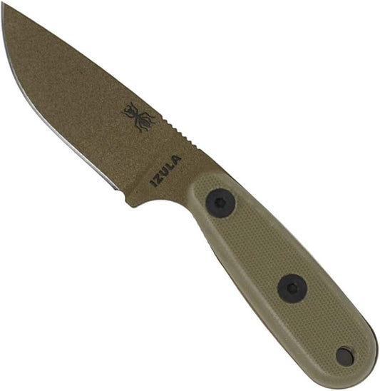 ESEE Knives Izula-DE w/Handle, Molded Polymer Sheath, and Clip Plate (Olive Drab G10)