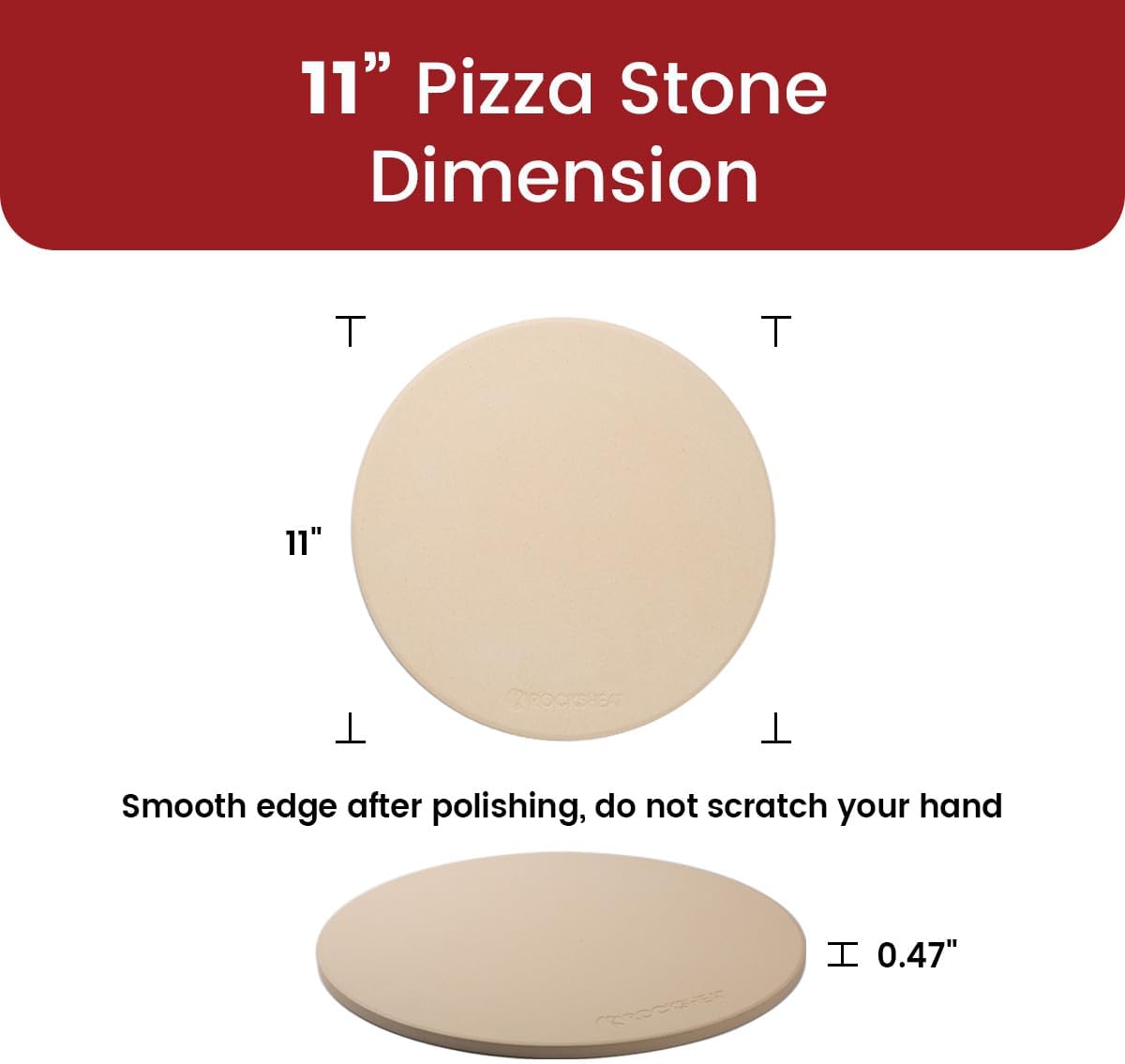 K ROCKSHEAT Small Pizza Stone Round for Grill and Oven, 11 Inch Cordierite Grill Pizza Stones, Food Grade Baking Stone for Oven 11"