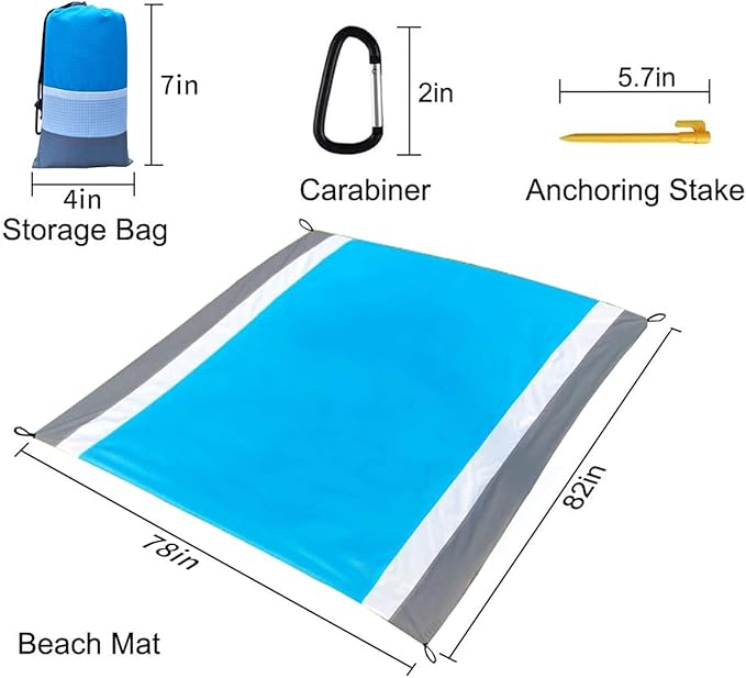 Beach Blanket Large Size 82"x78" Sand Free Waterproof Quick Drying Outdoor Camping for 3-6 Adults,Soft Comfortable Durable for Camping Beach Park Travel Family