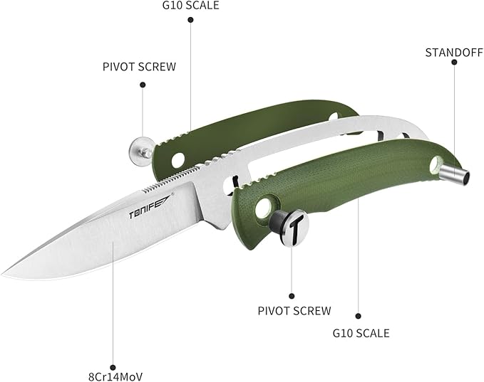 TONIFE Nova 2.68'' Blade Mini Neck Knife Knife Full Tang Fixed Blade Knife with Kydex Sheath and Adjustable Paracord Lanyard for Camping Outdoor Survival Tool (Green+Satin)