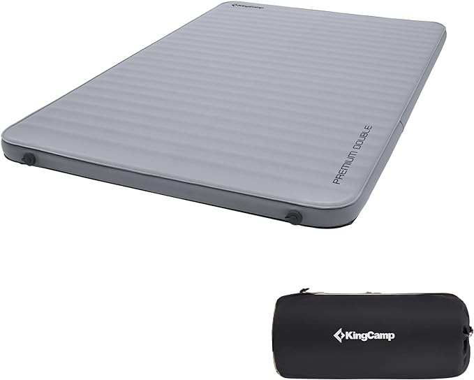 KingCamp Double Self Inflating Sleeping Pad with R Value 9.5, Camping Foam Air Mattress, Portable 3 Inch Large Thick for 2 Person, 79.1'' x 50.3'' x 3.0, Grey