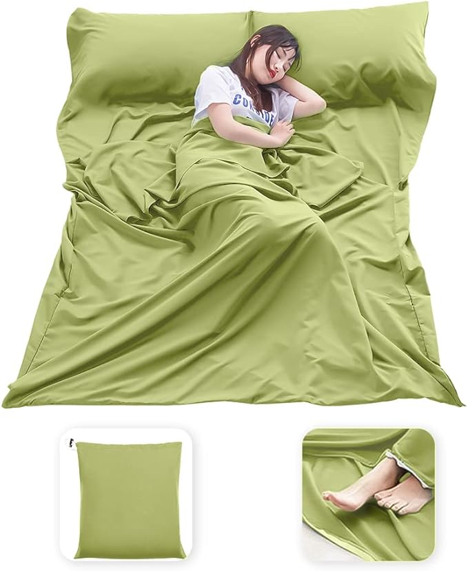 Sleeping Bag Liner Lightweight Compact Sleeping Bag Sack Portable Clean Travel Sheet Camping Sleep Sheet for Backpacking Hotel Hiking