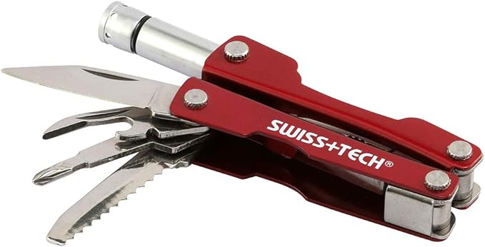 SWISS+TECH ST35000 Mini Pocket Multi-Tool, 8-in-1 Tool, Use During Camping, Sports (Single Pack)