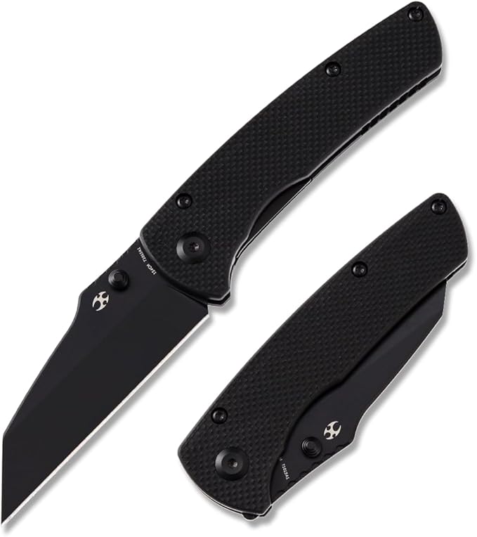 KANSEPT Main Street 7.92in Folding Pocket Knives with 3.36in Stonewashed 154CM Wharncliffe Blade and Black G10 Handle for Outdoor, Tactical, Survival, Folding Knife Camping Hunting T1015B4