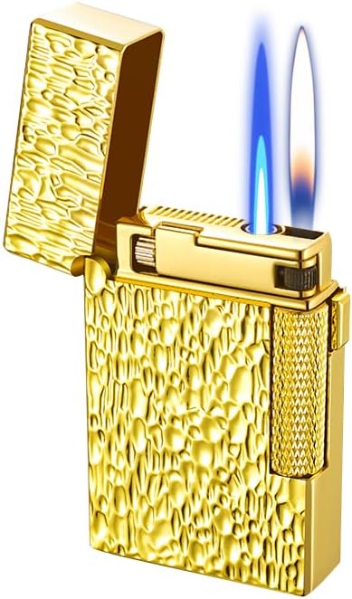 Lighters Jet Torch Lighter Soft Flame Lighter 2 in 1 Windproof Refillable Butane Lighter Good for Cigarette Cigar Candle Camping Hiking BBQ (Gold-Meteorite)