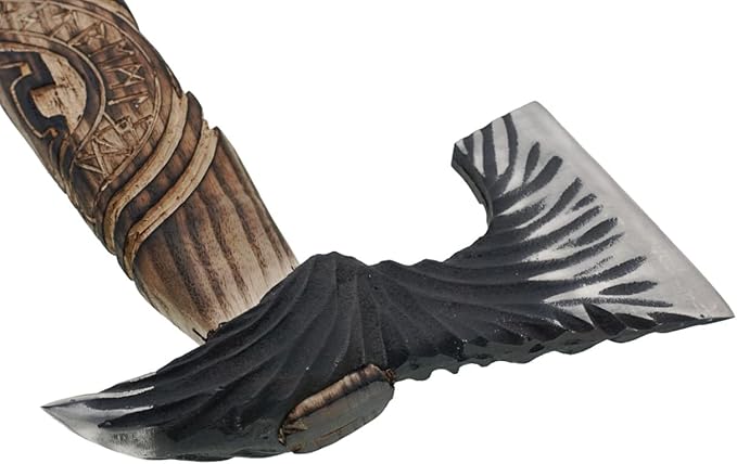 AX-3003 Custom Handmade Carbon Steel Viking Hatchet Axe with Leather Sheath