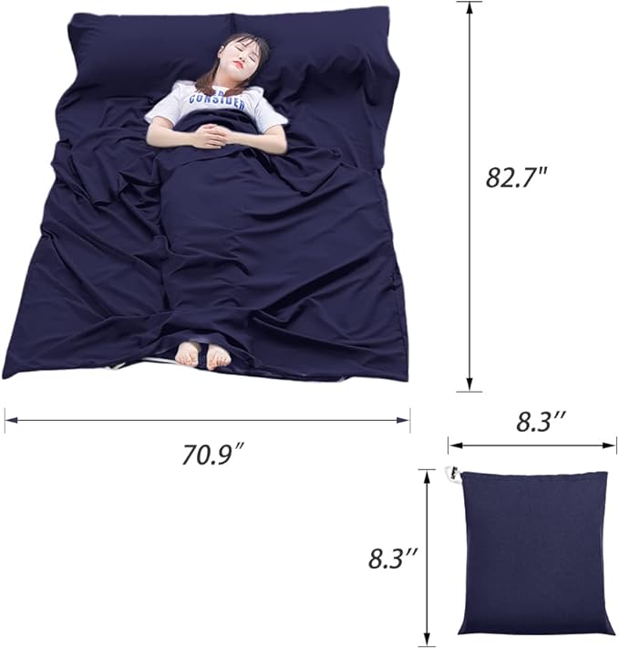 Sleeping Bag Liner Lightweight Compact Sleeping Bag Sack Portable Clean Travel Sheet Camping Sleep Sheet for Backpacking Hotel Hiking