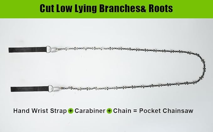 NIUBIDALA Rope Saw, High Reach Tree Limb Hand Chain Saw 53 Inch, 68 Sharp Teeth Blades on Both Sides,Narrow chain NOT stuck.