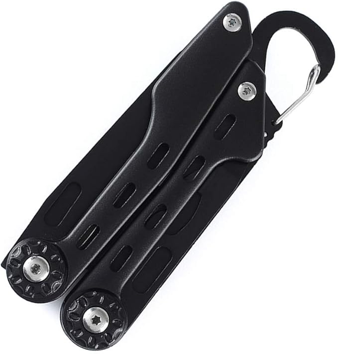 Multitool with Sheat, with Nylon Pouch, Fishing Multitool, Multi-tool Knife, Pocket Multitool Ideal for Gift, Black, Outdoor Camping Hiking, With Carabiner,Giftable
