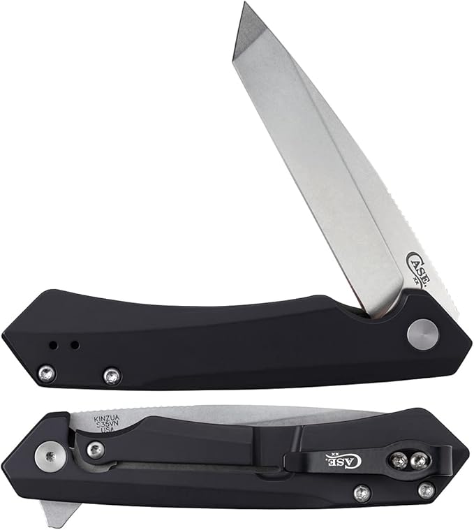 Case XX WR Pocket Knife Kinzua EDC, S35VN Tanto Blade, Black Anodized Aluminum Handle W/Clip #64665 (KINZUA) 4 3/4" Inches Closed