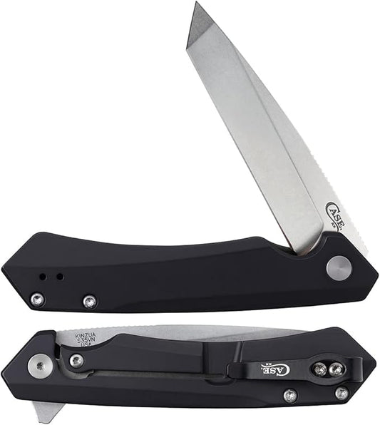 Case XX WR Pocket Knife Kinzua EDC, S35VN Tanto Blade, Black Anodized Aluminum Handle W/Clip #64665 (KINZUA) 4 3/4" Inches Closed