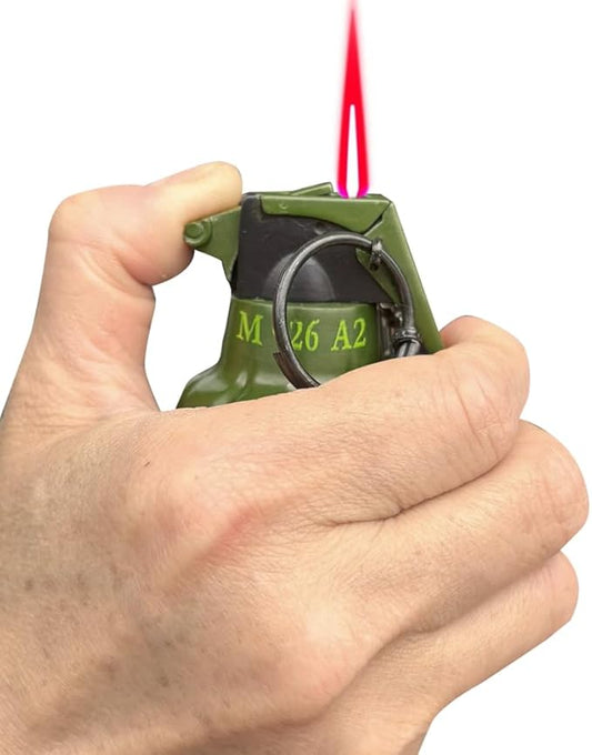 Green Cool Lighter,Refillable Butane Jet Torch Flame Windproof Lighters,Adjustable,Camping BBQ Kitchen Outdoors (W1)