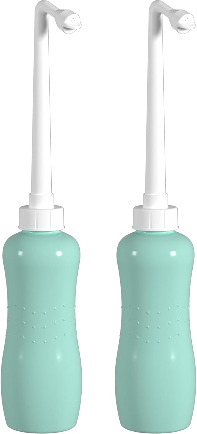 Hibbent 2 Pack Portable Bidet Sprayer, Travel Bidet with Handheld Bidet Bottle for Personal Hygiene Care, Personal Cleansing Use, Extended Nozzle, 17oz(500ml) Bathroom Toilet Bidet Spray, Green