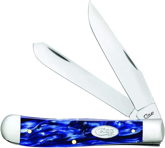 Case WR XX Pocket Knife Trapper Sparxx Blue Pearl Kirinite Item #23431 - (10254 SS) - Length Closed: 4 1/8 Inches